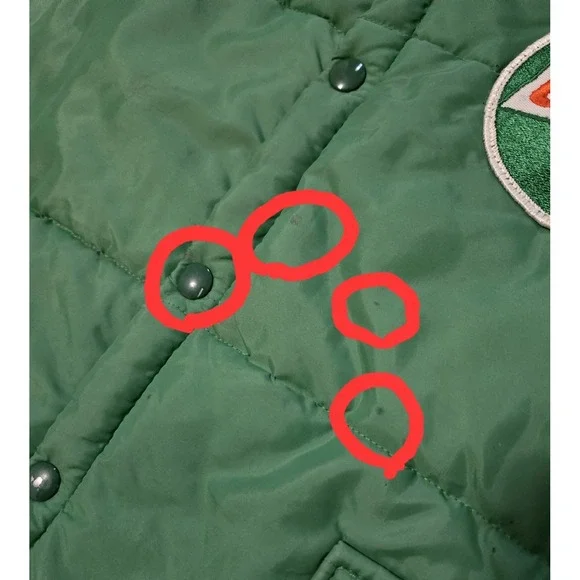 Vintage Castrol Puffer Vest XL Green Snap Upstream USA  70s/80s - Picture 6 of 12